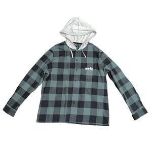 Neff Black and Gray Plaid Casual Button Down Shirt